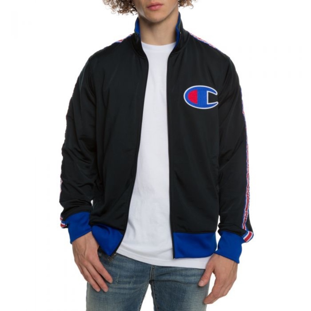 Champion Men’s Black Multicolored Athletic Zip- Up Sporty Track Suit Jacket